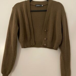 Missguided Brown Cropped Cardigan